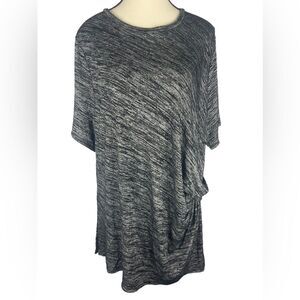 Ava & Viv Women’s Black Marbled Ruched Front Short Sleeve Shirt Top‎ Size: 2X